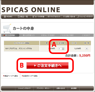 説明画像 カートの中身